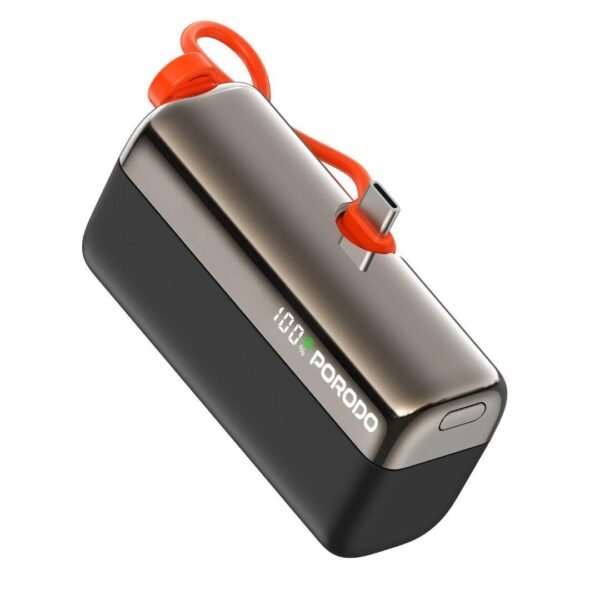 Porodo Pocket Volt 10000mAh Nano Power Bank, Built-in USB-C Connector