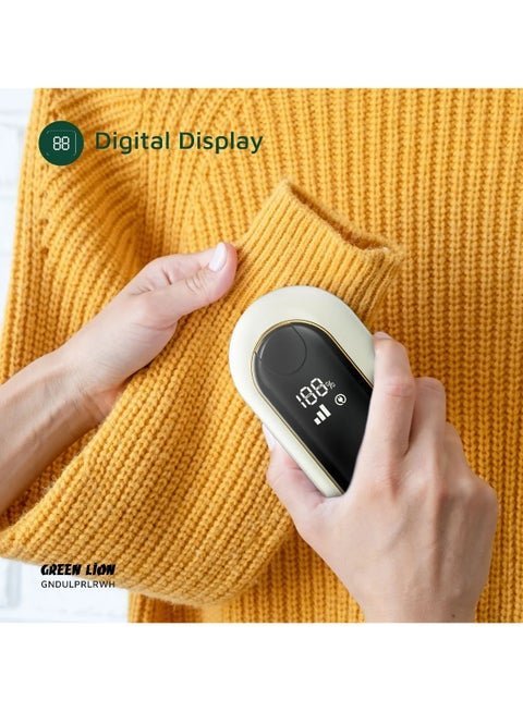 DualPro Digital Fabric Electric Lint Remover with USB Rechargeable & Working Time 2.2 hrs / Speed Gear 3 Levels / Lint Bin 130 ml / Comfortable Handgrip / Max Range 6900RPM - White - Image 4