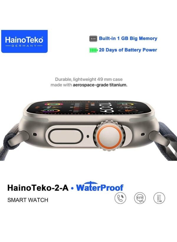 Haino Teko 2 A Smartwatch With Waterproof Full Screen AMOLED Display 20 Days Battery Life and 3 Pair Straps Designed For Ladies and Gents Silver - Image 3
