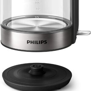 Philips Glass Kettle Series 5000-2200W, 1.7L, Blue Light Indicator, Removable lid, Metal/Transparent - HD9339/81