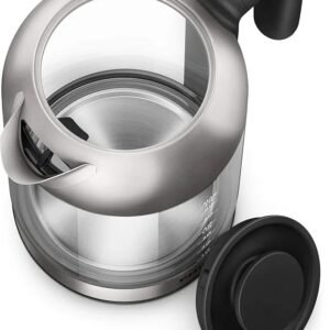 Philips Glass Kettle Series 5000-2200W, 1.7L, Blue Light Indicator, Removable lid, Metal/Transparent - HD9339/81