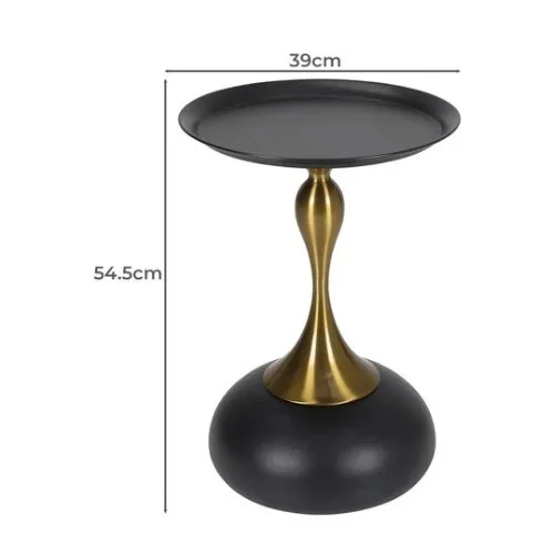 Modern Round End Table With Metal Pedestal Base | Side Table - Image 3