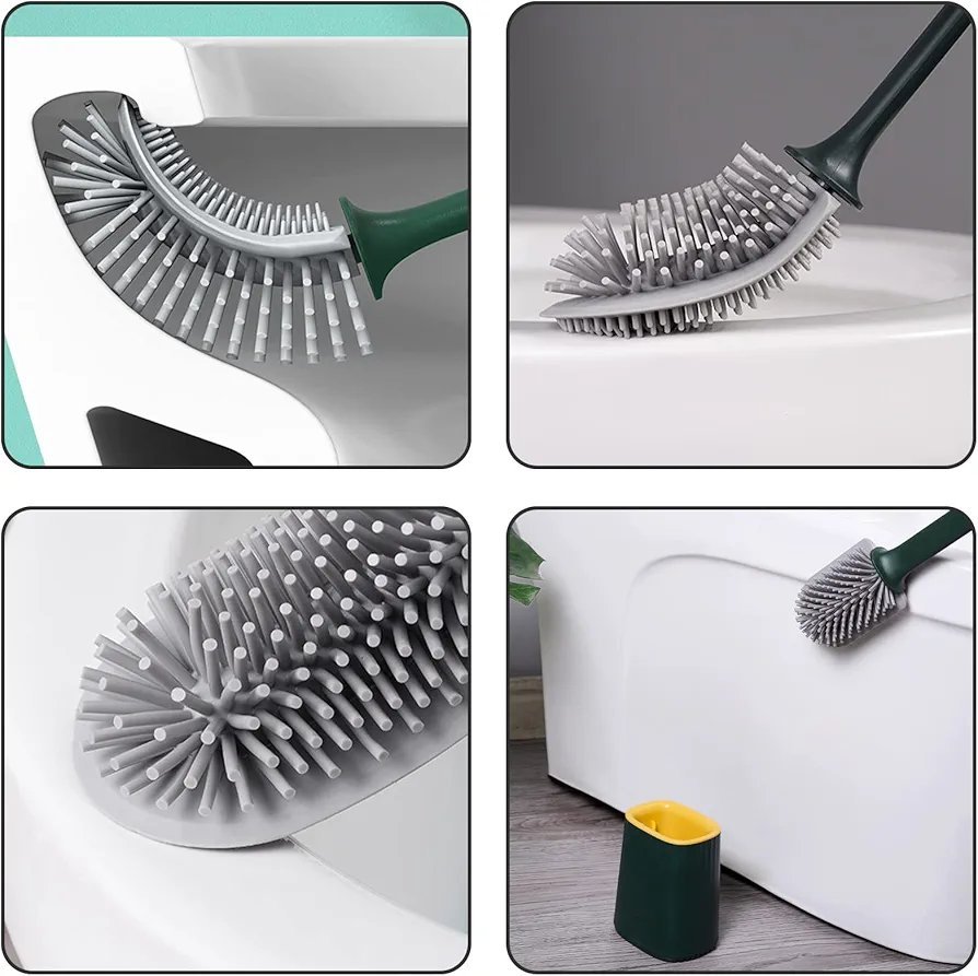 Toilet Brush and Container Toilet Brush with Quick Drying Holder Toilet Brush with Flexible Bristles and Holder Wall Mounted Toilet Brushes for Bathroom and Toilet - Image 7