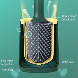 Toilet Brush and Container Toilet Brush with Quick Drying Holder Toilet Brush with Flexible Bristles and Holder Wall Mounted Toilet Brushes for Bathroom and Toilet