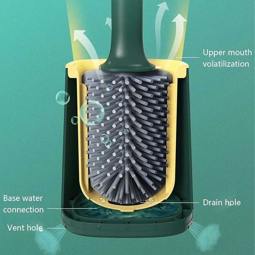 Toilet Brush and Container Toilet Brush with Quick Drying Holder Toilet Brush with Flexible Bristles and Holder Wall Mounted Toilet Brushes for Bathroom and Toilet - Image 8