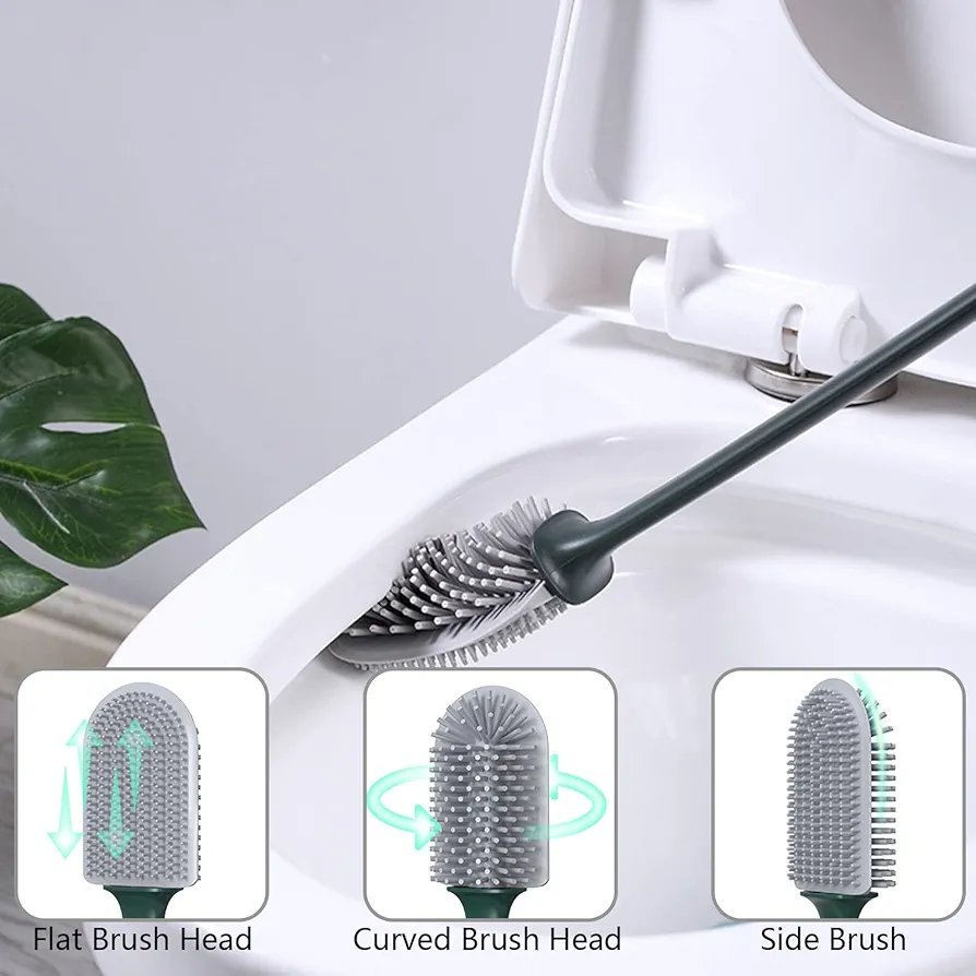 Toilet Brush and Container Toilet Brush with Quick Drying Holder Toilet Brush with Flexible Bristles and Holder Wall Mounted Toilet Brushes for Bathroom and Toilet - Image 5