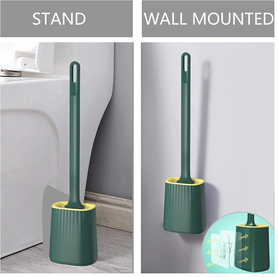 Toilet Brush and Container Toilet Brush with Quick Drying Holder Toilet Brush with Flexible Bristles and Holder Wall Mounted Toilet Brushes for Bathroom and Toilet - Image 2