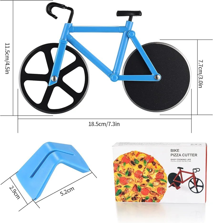 Motorcycle-themed pizza cutter, featuring a stainless steel dual-wheel design, a novel motorcycle-shaped pizza slicing tool. - Image 2