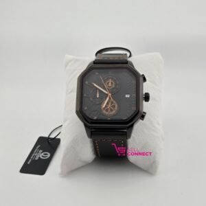 Men's genuine leather watch black