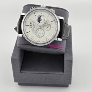 Black genuine leather watch Analog for men