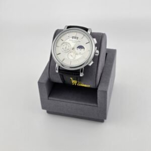 Black genuine leather watch Analog for men