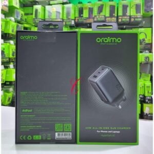 Oraimo HyperGan 65 OCW-7652U+116CC – 65W GaN Charger For Phones & Laptops, All-in-One Fast Charging Solution