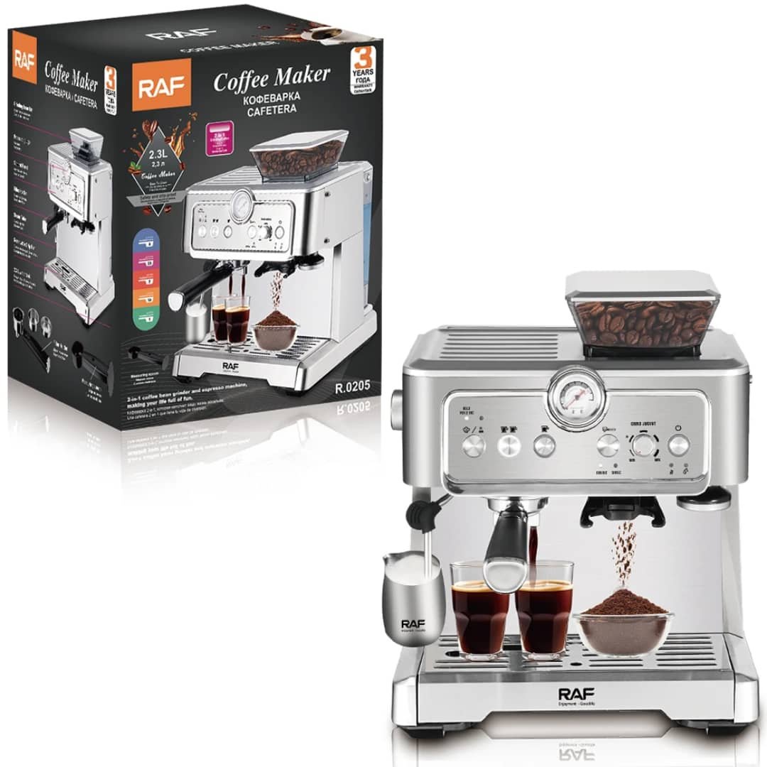 RAF R.0205 2-in-1 Espresso Coffee Machine with Built-in Grinder