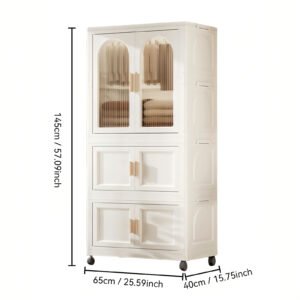 Portable Closet Foldable Clothes Closet Plastic Wardrobe for Household Plastic Closet with Wheels