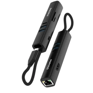 Porodo 8-In-1 Multi-Port USB Hub with 5Gbps Transfer Speed - Black