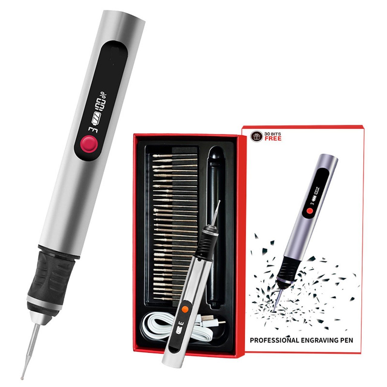 Digital Electric engraving pen with 30 free bits