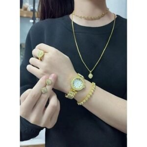 Smartbarry A58 Plus 7-in-1 Gold Colour Women Smartwatch Jewelry Gift Set