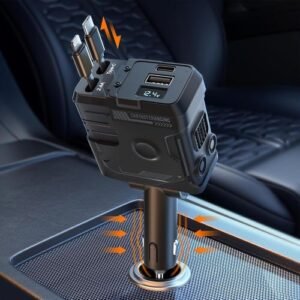 Porodo 66W 4in1 Retractable Car Charger