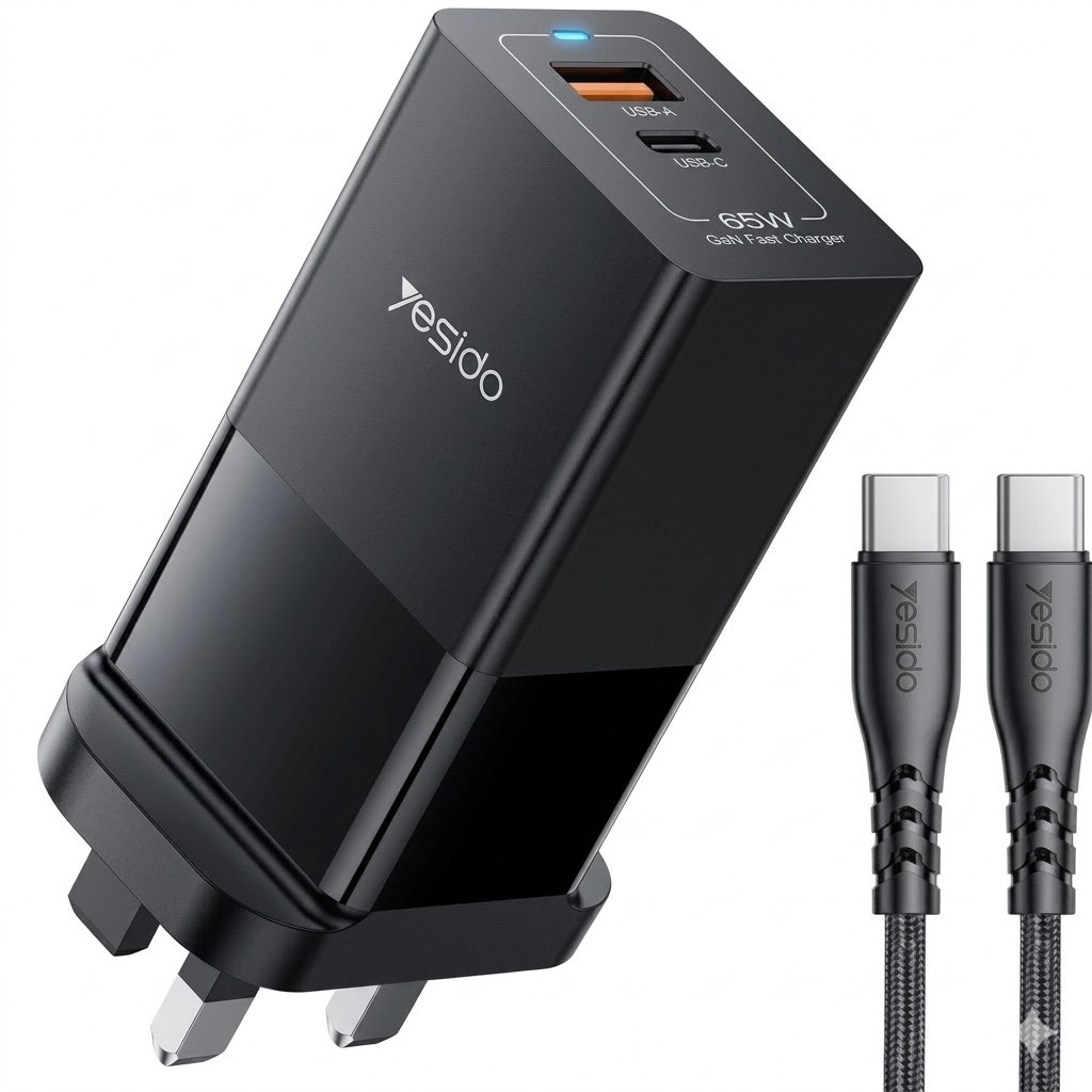 Yesido YC92 USB-A + Type-C Dual Port 65W Fast Charging Power Adapter