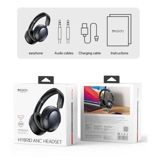 Yesido EP07 BT5.3 UItra-light Structure Strong Battery Life Hybrid Dual Feed ANC Headphone - Image 4
